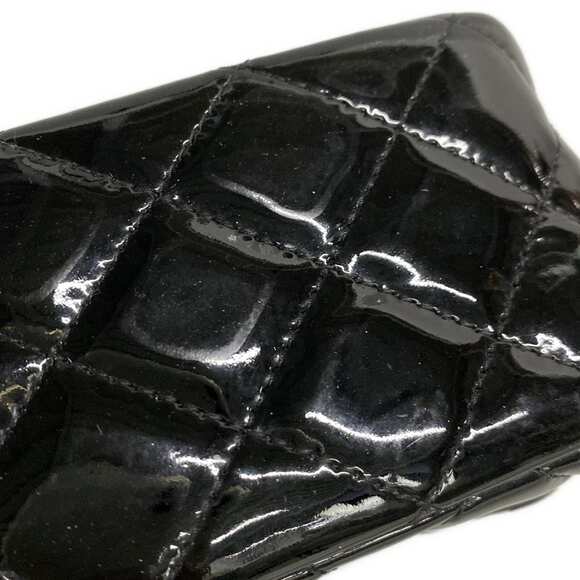 Chanel Mini Square Flap Bag Patent Leather Quilted Black/Silver CC Authentic - Picture 16 of 16